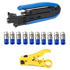 Crimpzange Koaxialkabel für RG6/59,RG11/7 Kompressionszange Kit 10x F-Steckern