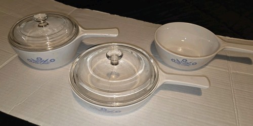 Corning Ware Kornblumenblau 5tlg Soßenpfanne Pfanne Set P81B, P82B, P83B mit 2 Deckeln
