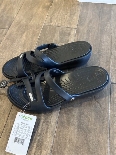 Crocs Patricia Low Wedge Women's Slide Sandal Black Size W9 - Picture 2 of 5