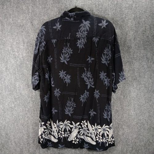 Camisa Hawaiana Bulls Eye Para Hombres Grande Negra Palmeras Estampado Tabla de Surf Rayón Playa - Imagen 2 de 19