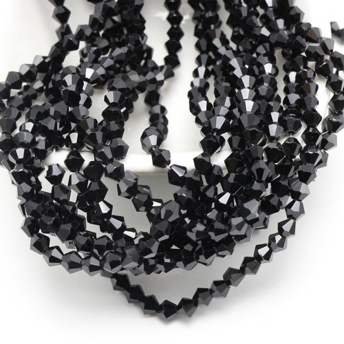 500 Stck. 4 mm Schwarz Doppelkegel Perlen - Facettiert Glas Schmuck Abstandshalter Zum Selbermachen Basteln - Bild 2 von 6