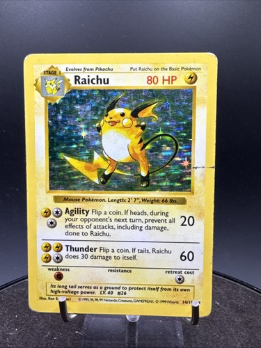 Pokémon Raichu Shadowless- 14/102 - Base Set Holo Rare ⚡ - Picture 1 of 24