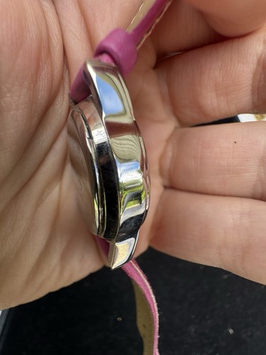 VINTAGE KIRKS FOLLY CRYSTAL BEZEL QUARTZ K4814 PINK GLITTER BAND WATCH - Picture 10 of 13