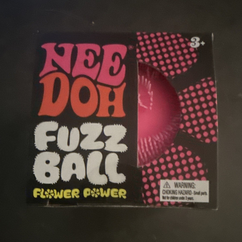 Schylling NeeDoh Fuzz Ball Flower Power Velvet Sensory Squeeze Toy Pink