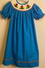 Smocked or Not Embroidered Turkey Thanksgiving Dress Short Sleeve Girl Size 4