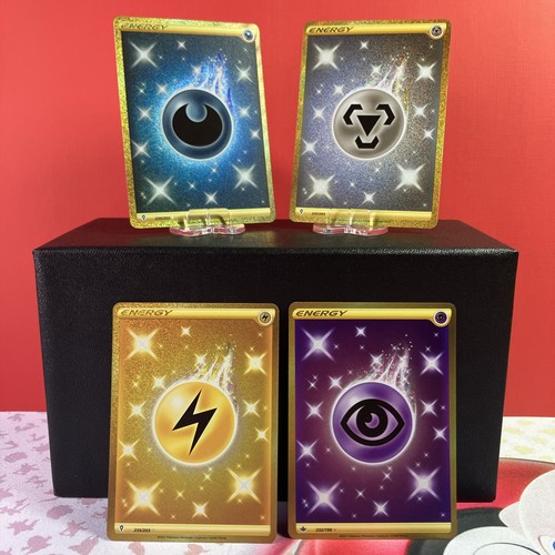 NM Pokémon Energie Gold Secret Rare 4 Karten Lot Dunkelheit Metall Blitz Hellseher 