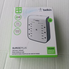 Belkin SurgePlus USB Wall Mount Charger 6 Outlets Plus 2 USB White BSV602