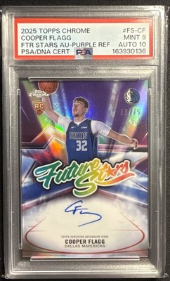 2025 TOPPS CHROME FUTURE STARS AUTOS #FS-CF COOPER FLAGG 18/75 PSA 9 AUTO 10