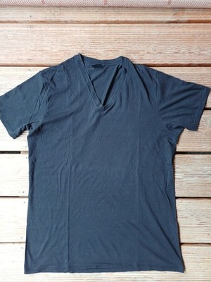 DKNY T-Shirt V-Neck Herren Medium Schwarz Designer Premium Luxus Donna Karan