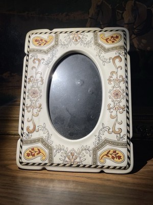 Persian Oval Picture Frame Tile Ceramic Wheat Thistle Paisley Heavy Duty 4 x 6