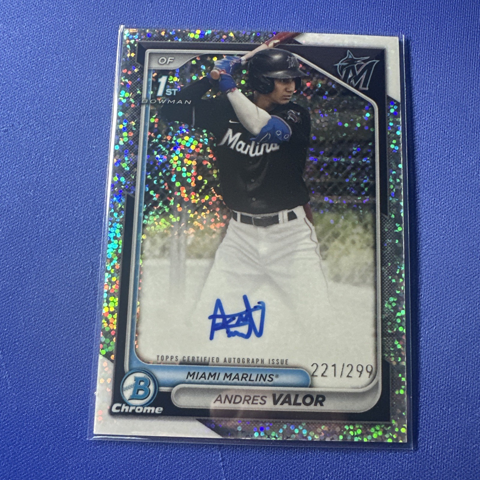 Andres Valor 2024 Bowman Chrome 1st Prospect Speckle Refractor AUTO /299 Marlins