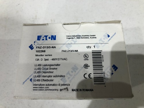 NUOVO interruttore Eaton FAZ-D13/3-NA 489 3 poli 10 ampere curva d 102268 - Foto 1 di 4
