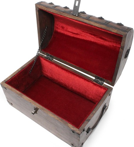 Nautical Cove Wooden Treasure Chest with Padded Velvet Lining and Large - Picture 3 of 7