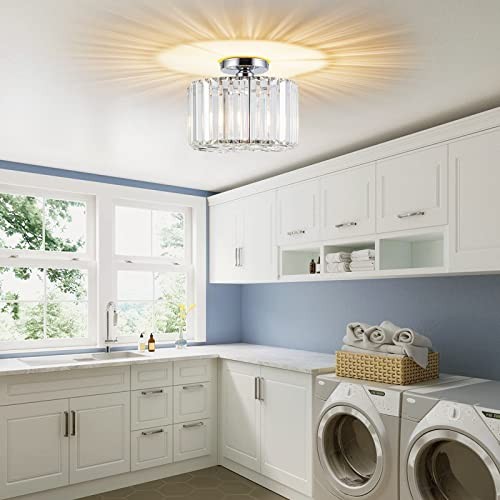 10.6" Semi Flush Mount Ceiling Light Mini Small Crystal 10.6"-chrome-E26 - Picture 7 of 7