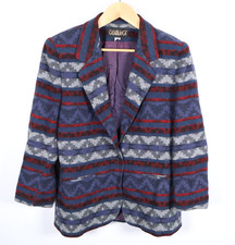 Aztec Motif Wool Blazer Women's 10 Geometric Southwestern Pattern Casablanca
