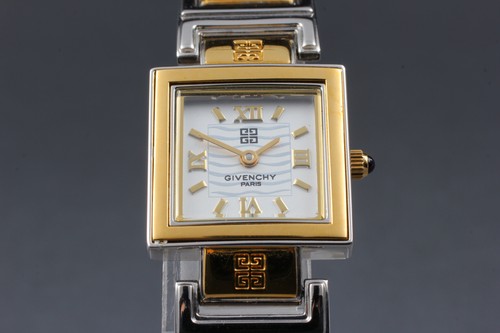 [Fast neuwertig] GIVENCHY quadratisches Quarz weißes Zifferblatt bicolor Band Damenuhr - Bild 3 von 11