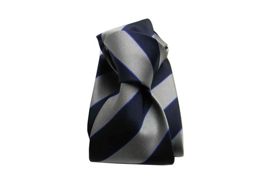 Cravate Élégante Homme À Rayures Seta Silk Gris Necktie Strié Cérémonie Italy - Picture 8 of 13