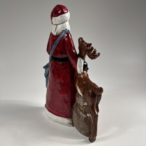 Holiday Santa With Festive Reindeer Toys In Gift Bag Christmas Decoration Figure - Picture 3 of 9