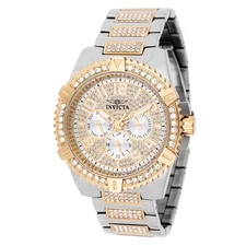 Invicta Celestial Luxe 45mm Pave Crystal Men’s Watch 48562 White Gold Steel Case