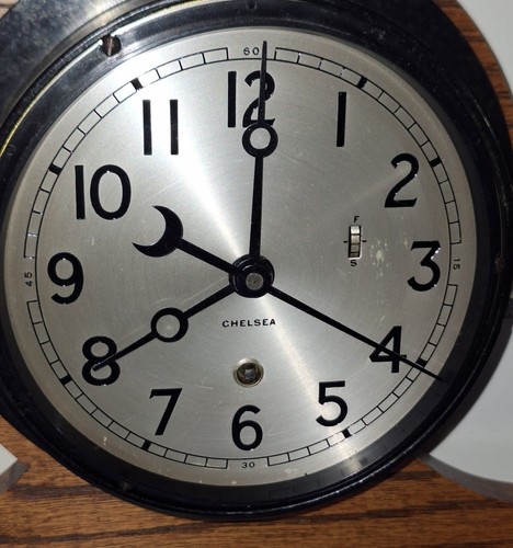 Vintage Chelsea Boston 8 Day Ship's Clock Working Mechanical Maritime Mounted - Picture 10 of 15