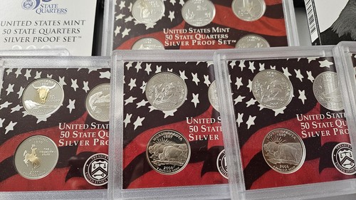 US MINT SILVER QUARTERS PROOF SETS-LOT OF 14 SETS 2004, 2005, 2006, 2007, 2009 - Picture 6 of 10