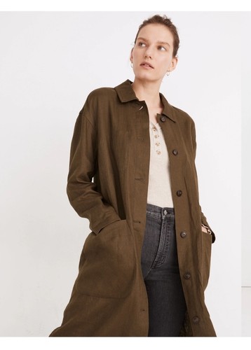 NEW Madewell Linen Oversized Duster Coat Jacket Long Lines Minimalist Luxury M - Picture 2 of 4
