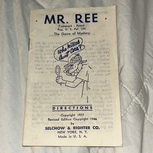 Vintage Mr. Ree The Fireside Detective Board Game 1946 Edition Selchow & Righter - Picture 12 of 13