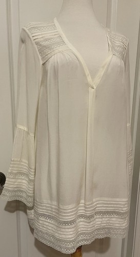 Calypso St Barth Cream Bell Sleeves Lace Top/ Blouse-Sz-S~Stylish - Picture 2 of 12