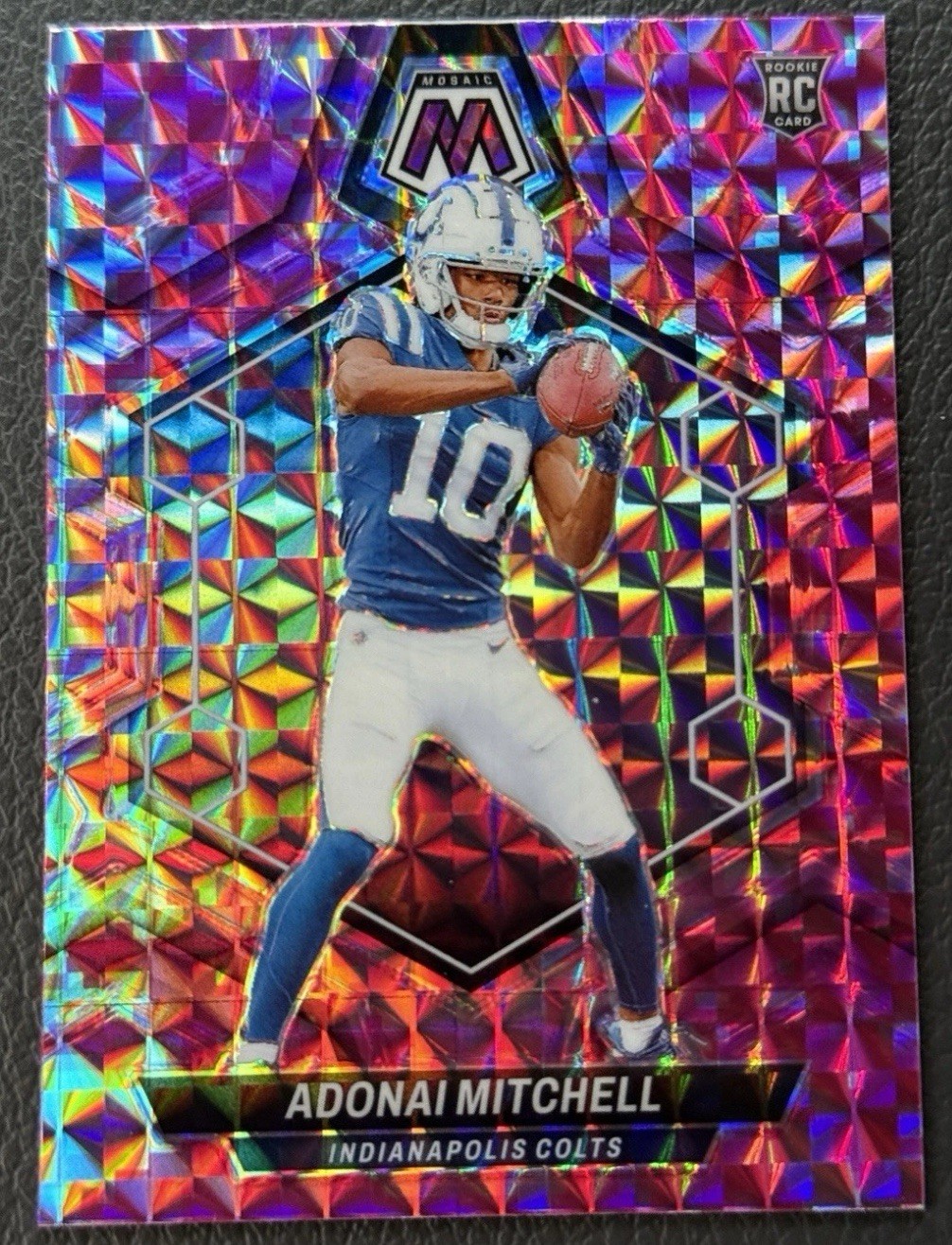 2024 Panini Pink Camo Mosaic Prizm #350 Adonai Mitchell (RC) Colts