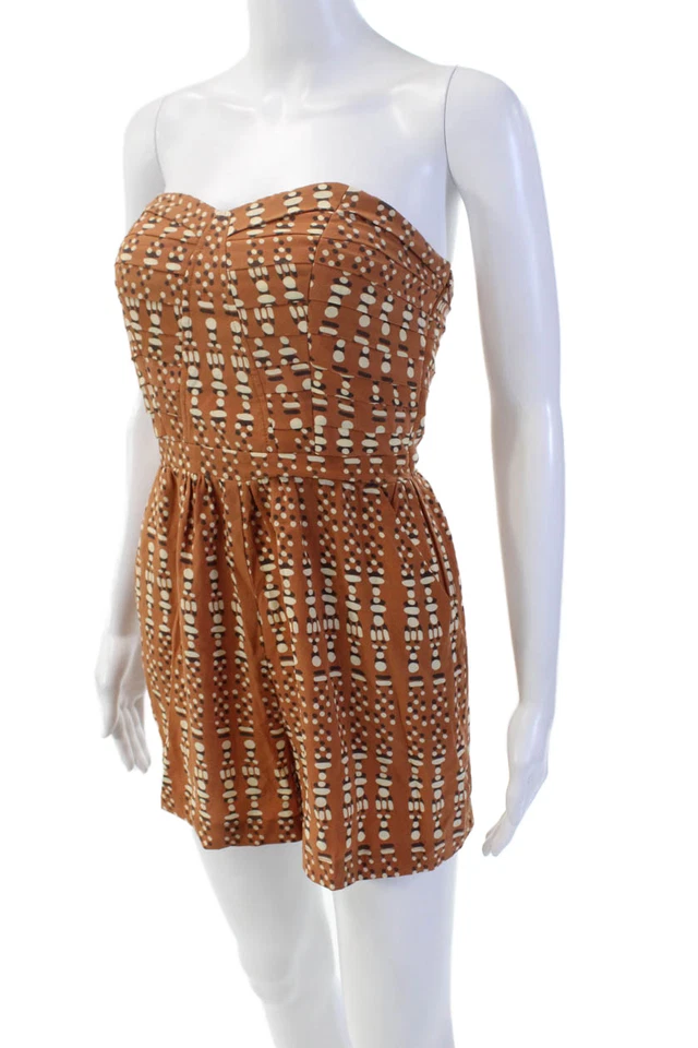 Mameluco Charlie Jade para mujer plisado de seda naranja talla XS Foto 2 de 4