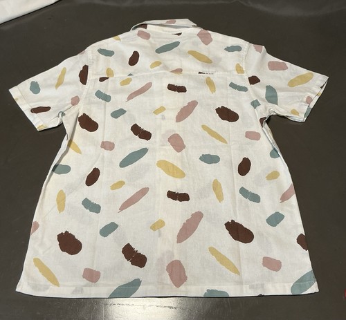 COMMON PEOPLE Camicia Uomo M Contour SS Texture Avorio Pennellata Multicolore Nuova con etichette - Foto 5 di 11