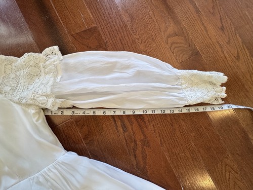 Gr. 10 Vintage Spitze viktorianisch Prärie Brautkleid elfenbeinfarben hochgeschlossen Langarm - Bild 11 von 15