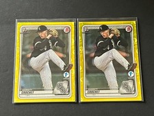 Garrett Crochet Red Sox 2020 1st Edition Bowman Draft Yellow Foil /75 Lot of 2