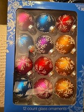 Glass Snowflake Christmas Ornaments 12ct Original Box