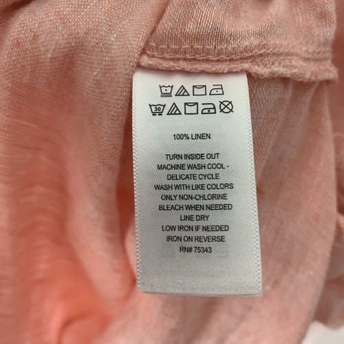 Sigrid Olsen Shirt 100% Linen 3/4 Sleeve Lagenlook Tunic Top Women Peachy Pink L - Picture 4 of 7