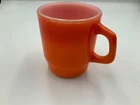 Vtg Fire King Anchor Hocking Oven Proof Orange Red Milk Glass Mug Cup D Handle