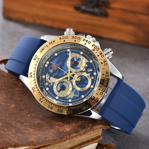 Herren Sport Chronograph Tachymeter Datumsanzeige mit Silikonarmband Uhr - Bild 12 von 34