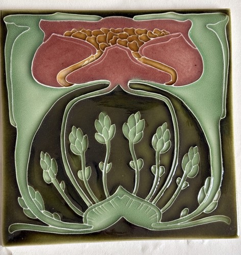 2 Porteous New Zealand Handmade Jugendstil Fliesen Floral Majolika Art Style EUC - Bild 2 von 11