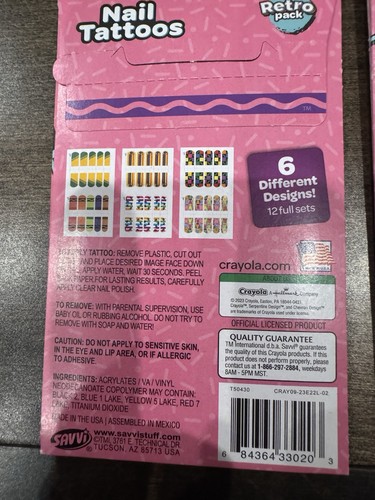 Crayola Retro Nageldekor Tattoo Beutel - 6 verschiedene Designs, 12 vollständige Sets (2 Stück) - Bild 4 von 6