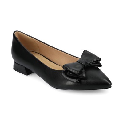 Women's Journee Collection Ophelia Bow Block Heel Dress Flats Black