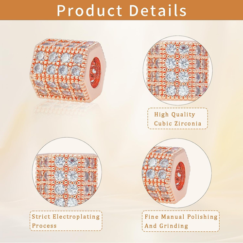 8 PCS Hexagon Charm Spacer Beads, Mixed Color Brass Pave White Zircon Connector  - Picture 3 of 9
