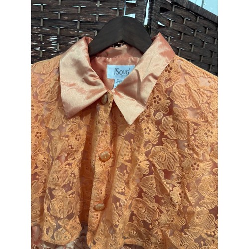 Set Gonna Pizzo Arancione Floreale Ricamato Giacca Festa Occasione - Foto 6 di 21