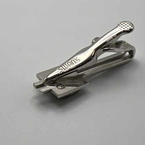 Vintage Swank Tie Clip Silver Tone Initial B Tie Bar - Picture 5 of 8