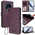 For vivo X200 Pro mini Embossed Heart Cat Leather Phone Case cover with Strap