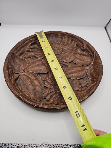 Vintage Syroco Wood Composite Tray With Carved Floral Design Island Retro - Picture 11 of 14