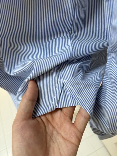 GANNI Striped Organic Cotton Button Shirt Blue/White Size 38 (US S) - Picture 11 of 14
