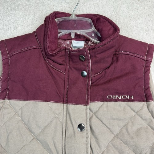 Cinch Vest Womens Large L Beige Quilted Puffer Canvas High Neck Outdoor Two-Tone - Picture 2 of 12