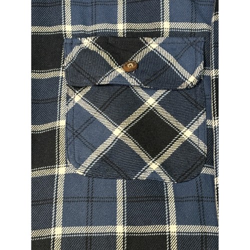 Duluth Trading Co Mens 3XL Blue Plaid Flannel Long Sleeve Cotton Shirt - Picture 3 of 9