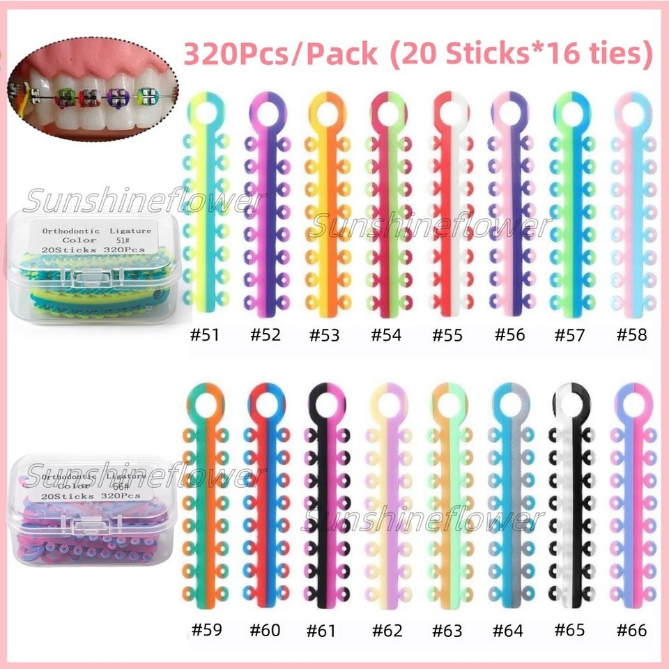 Ortodoncia Dental Ligaduras Bandas elásticas de goma para Brackets Color doble