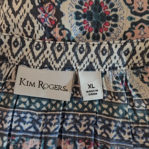 Kim Rogers XL boho floral hippie lightweight top peasant beach colorful - Picture 7 of 10